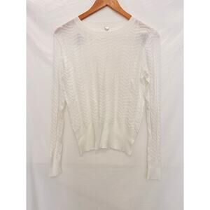 Margaret O'Leary Pullover Sweater in White Coastal Minimalist Small Fall Casual‎